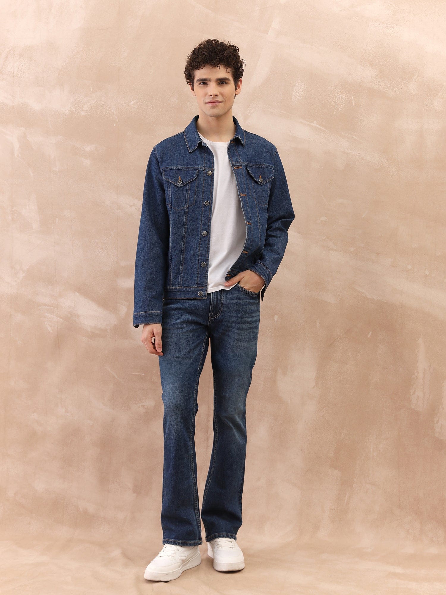 Iconic Men Blue Boot Cut Solid Jeans