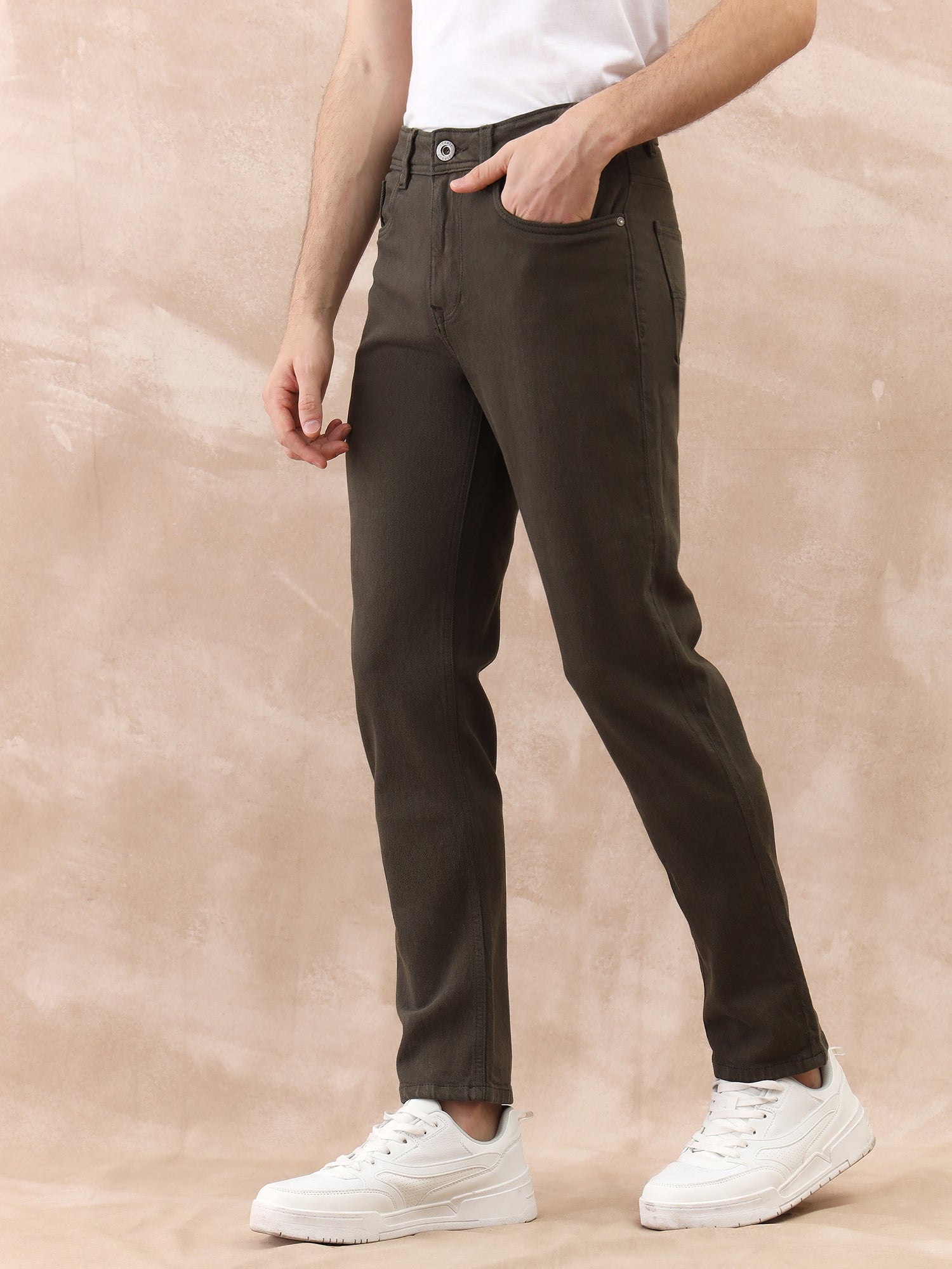 Iconic Men Green Slim Fit Solid Jeans