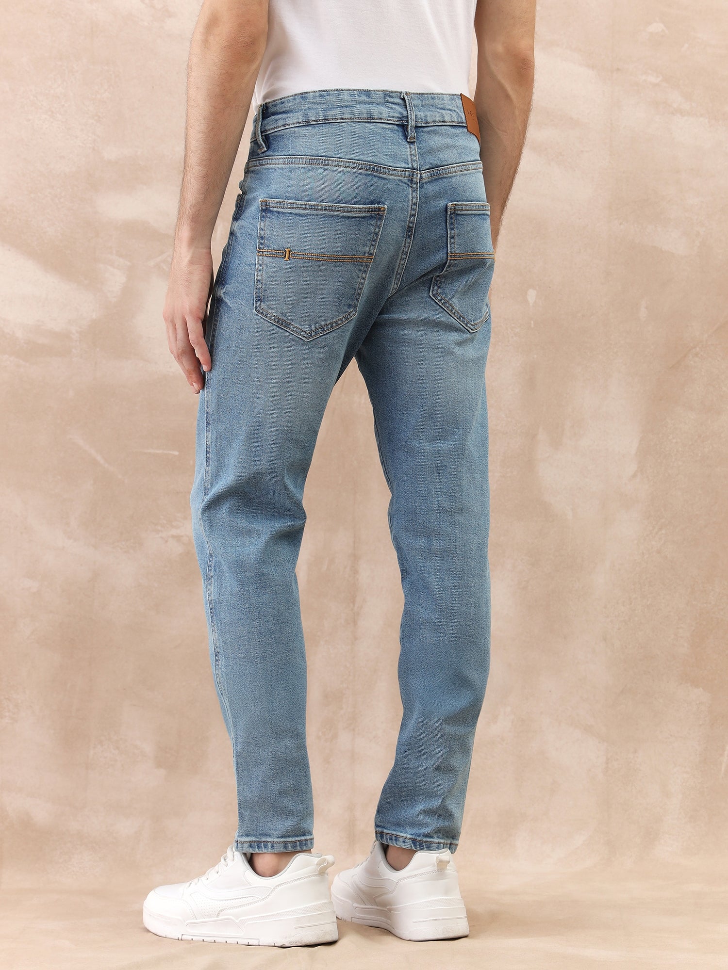 Iconic Men Blue Slim Tapered Solid Jeans