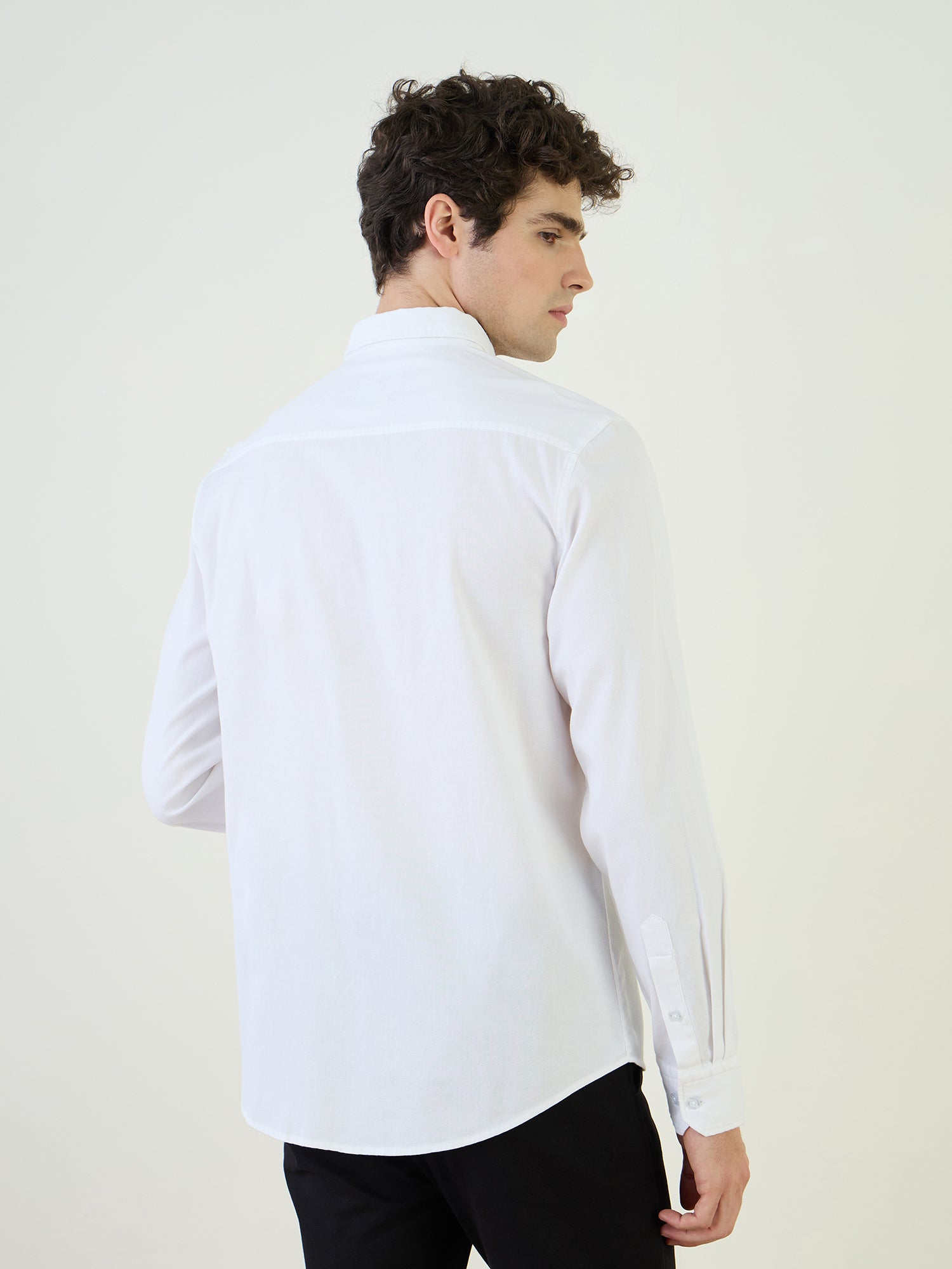 Iconic Men White Textured Collar Shirt
