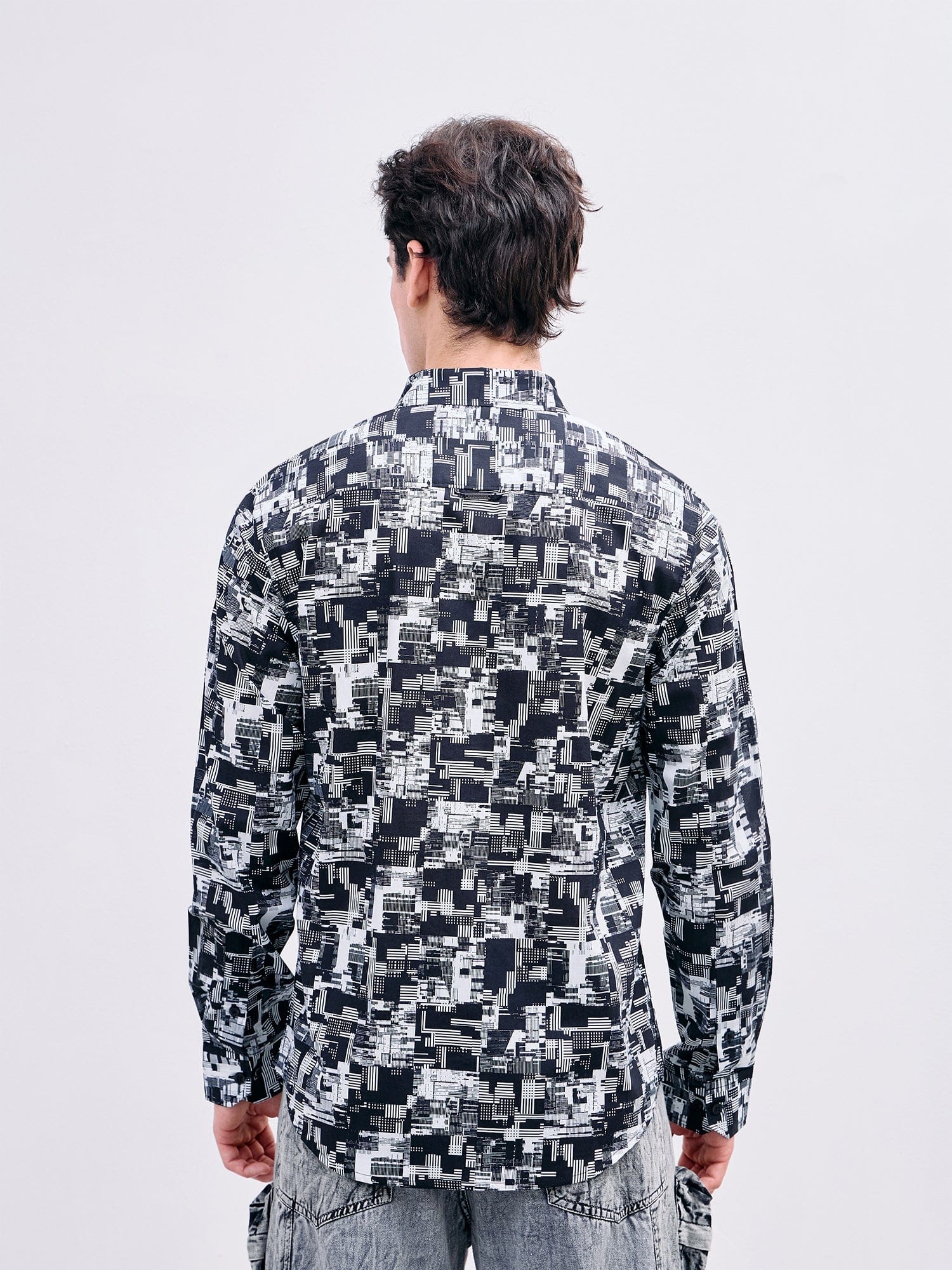 Iconic Men Black Printed Collar Shirt