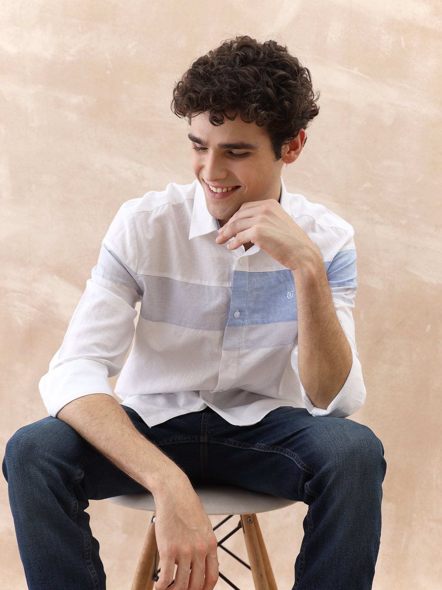 Iconic Men White Solid Collar Shirt