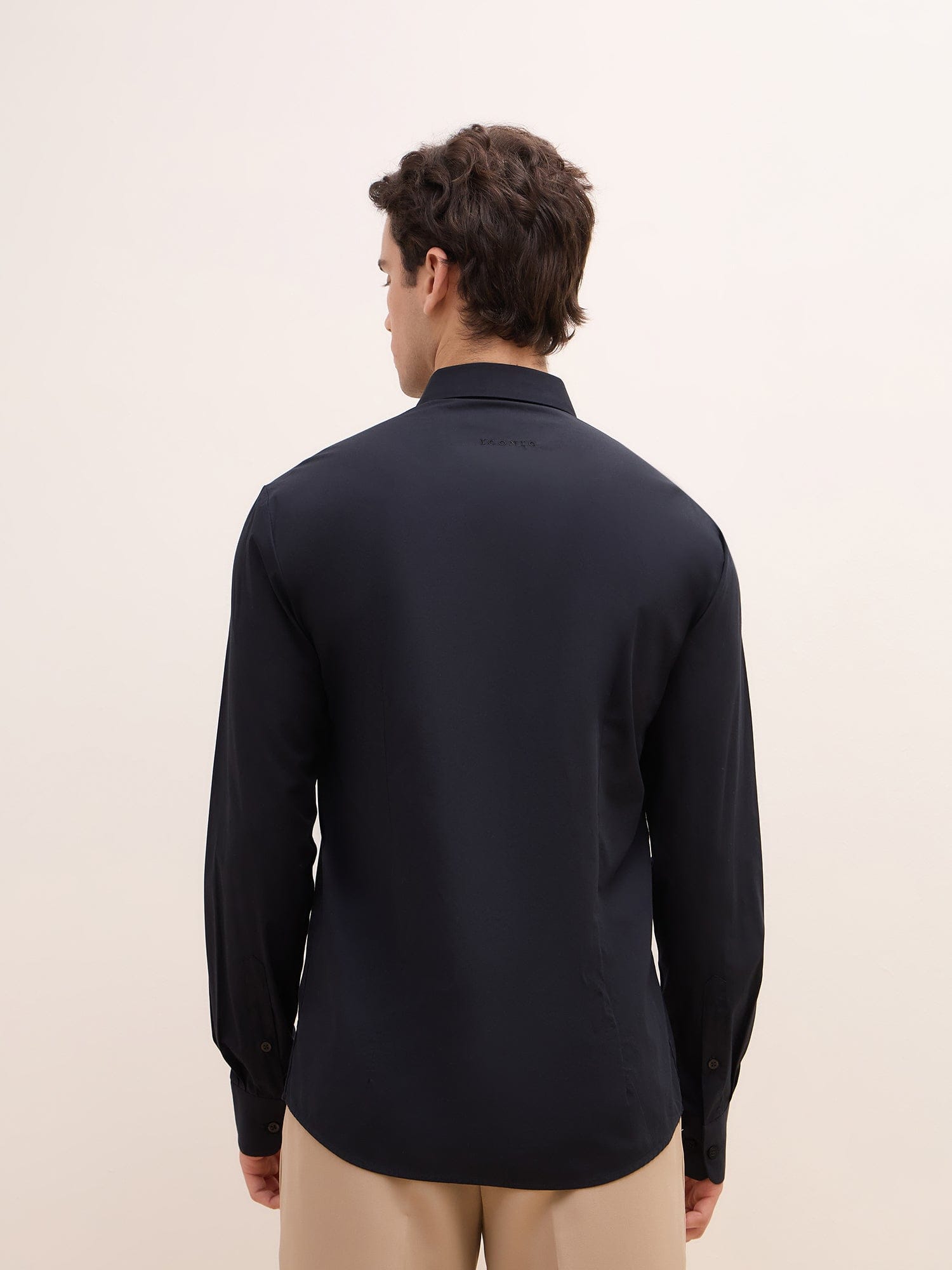 Iconic Men Black Solid Collar Shirt