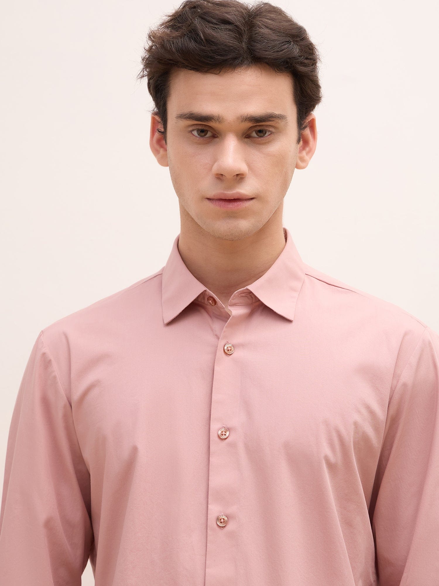 Iconic Men Pink Solid Collar Shirt