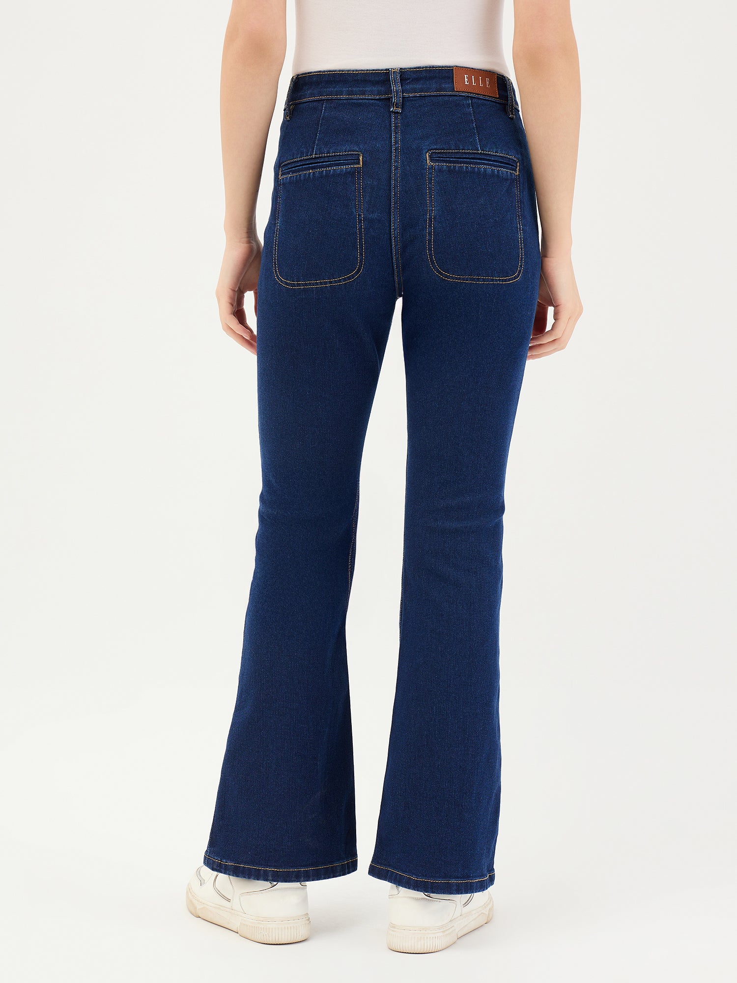 Elle Women Blue Bootcut Fit Solid Jeans