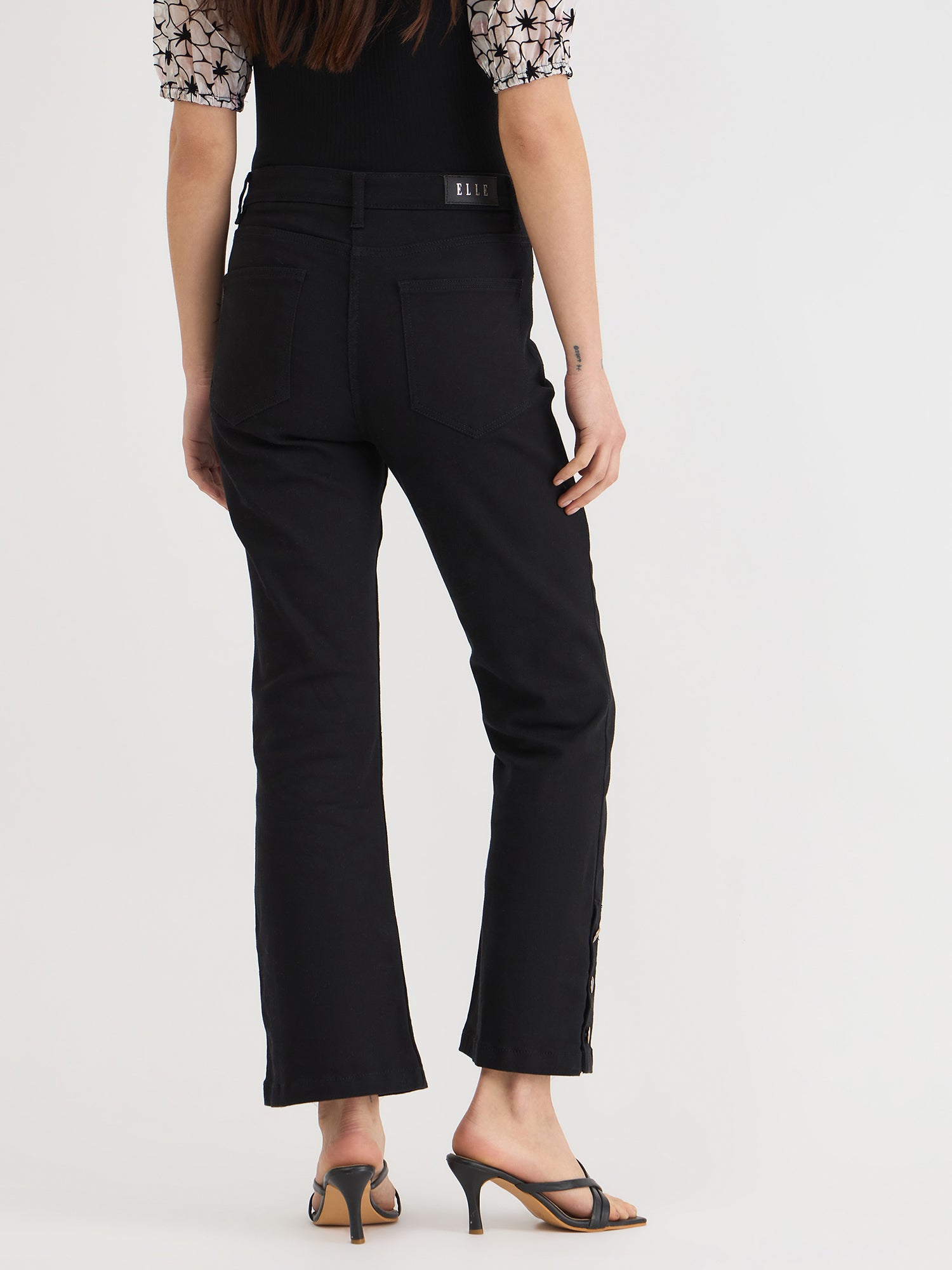 Elle Women Black Bootcut Fit Solid Jeans