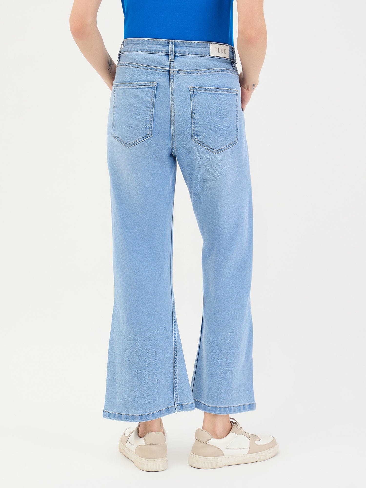 Elle Women Blue Bootcut Fit Solid Jeans