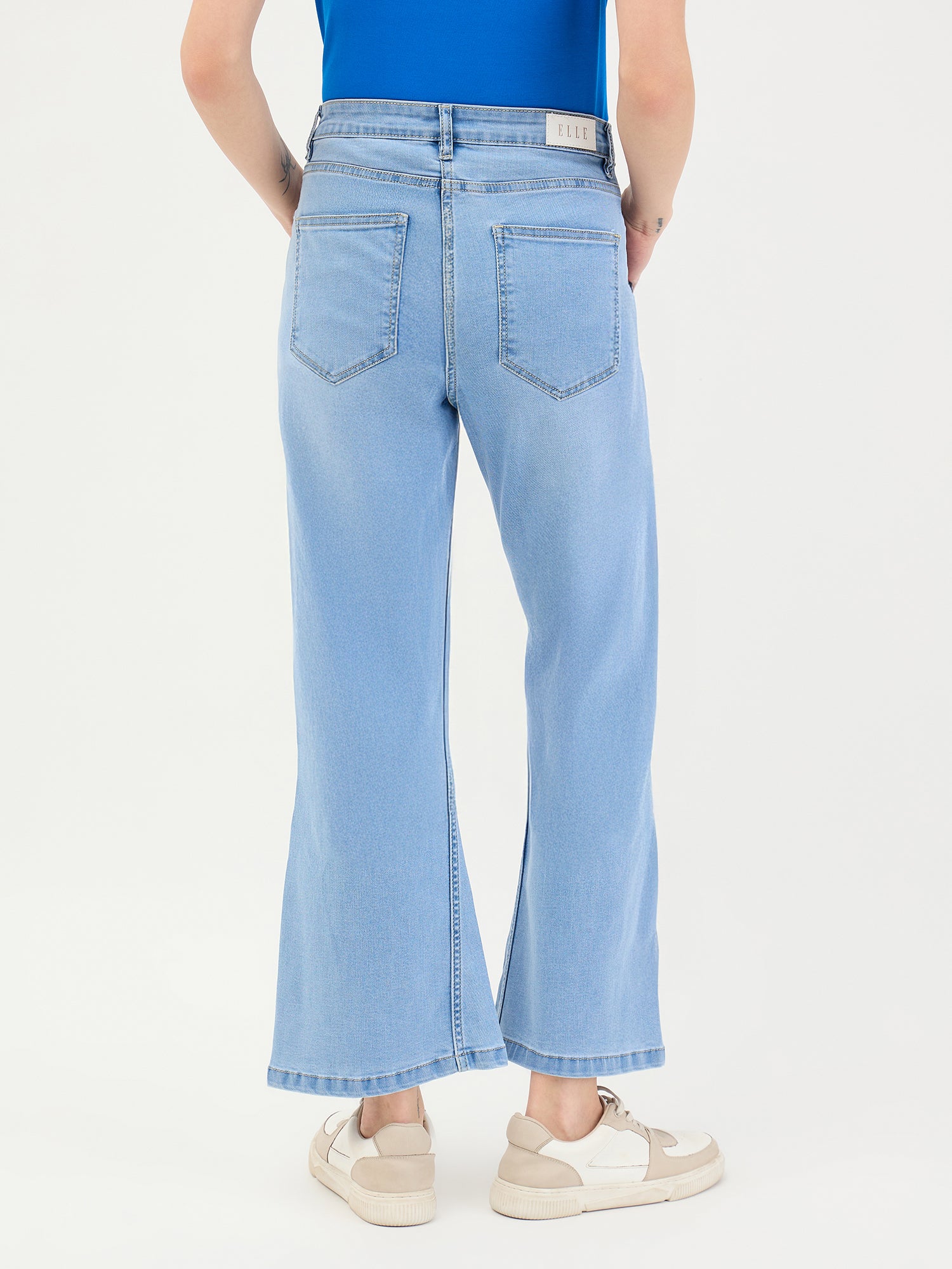 Elle Women Blue Bootcut Fit Solid Jeans