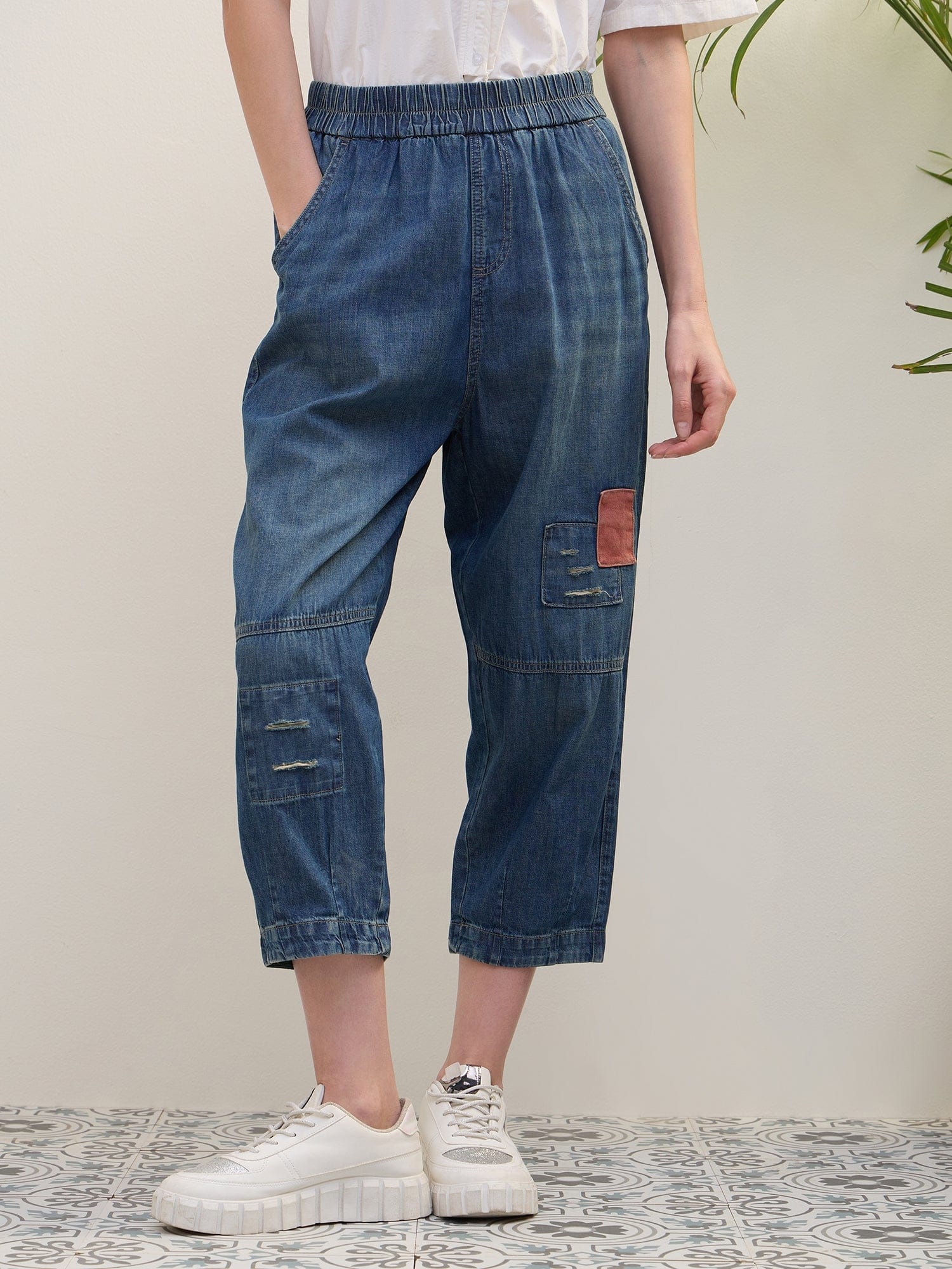 Iconic Women Blue Loose Fit Solid Jeans