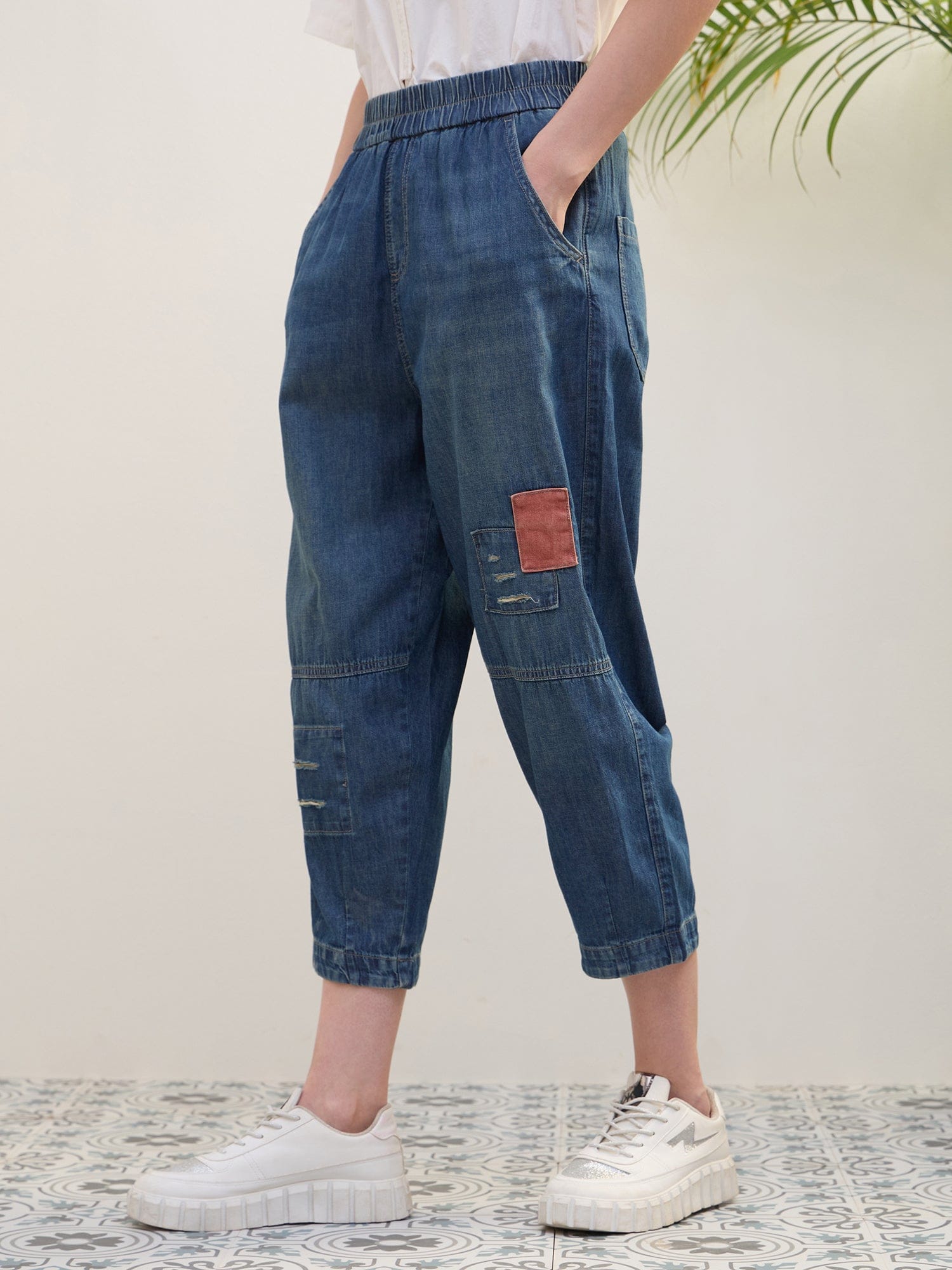 Iconic Women Blue Loose Fit Solid Jeans
