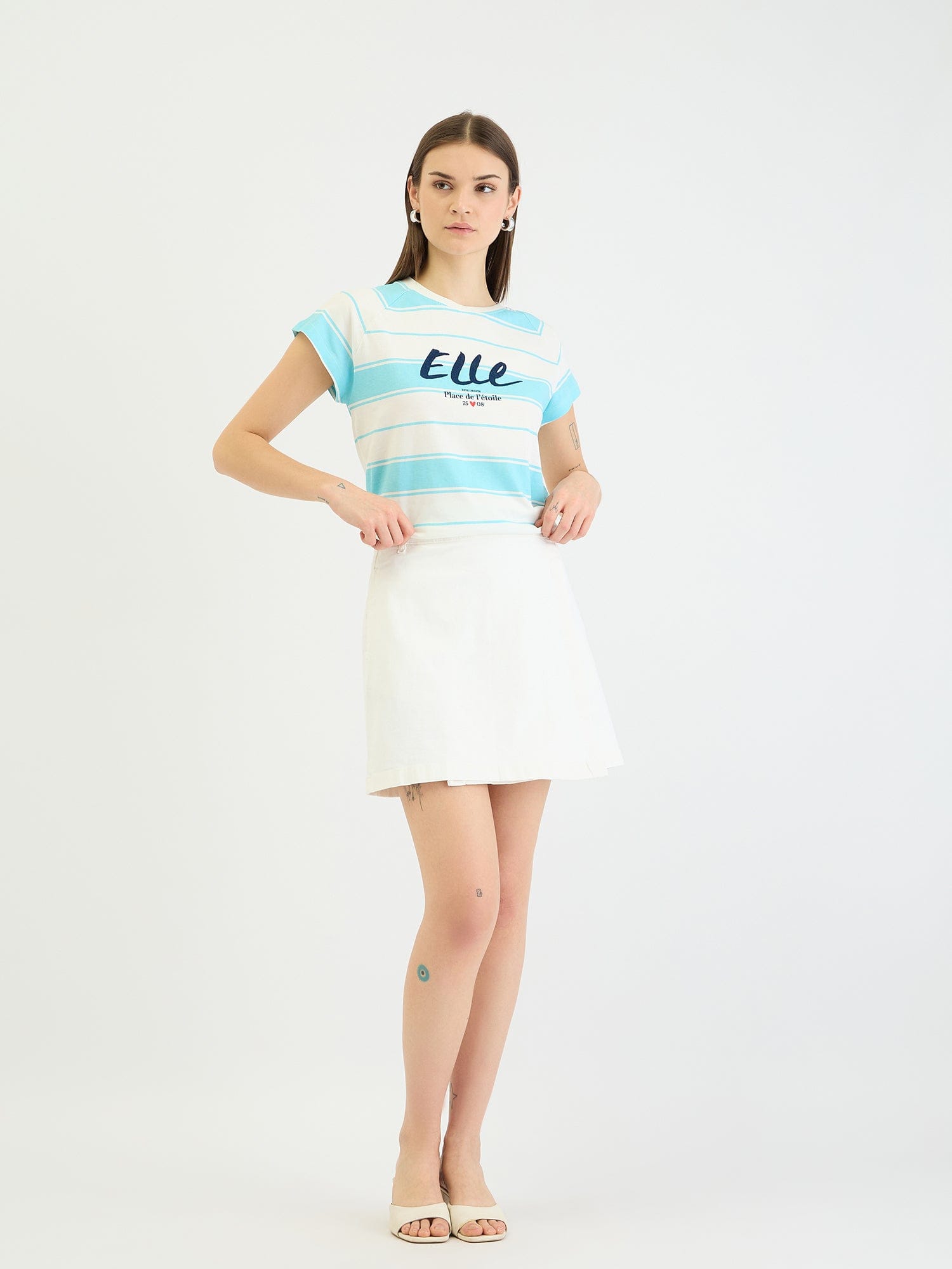 Elle Women White Relaxed Fit Solid Skirt