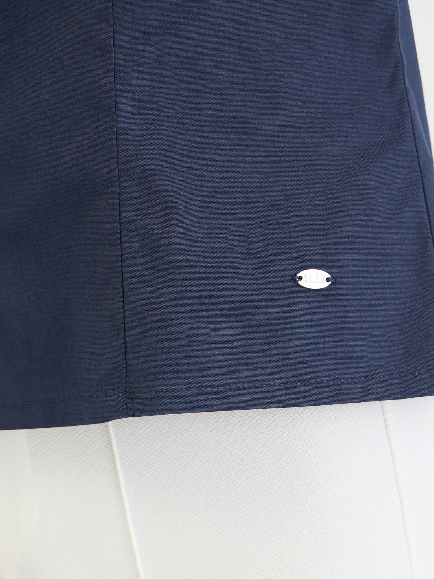 Elle Women Blue Embroidered Boat Neck Top