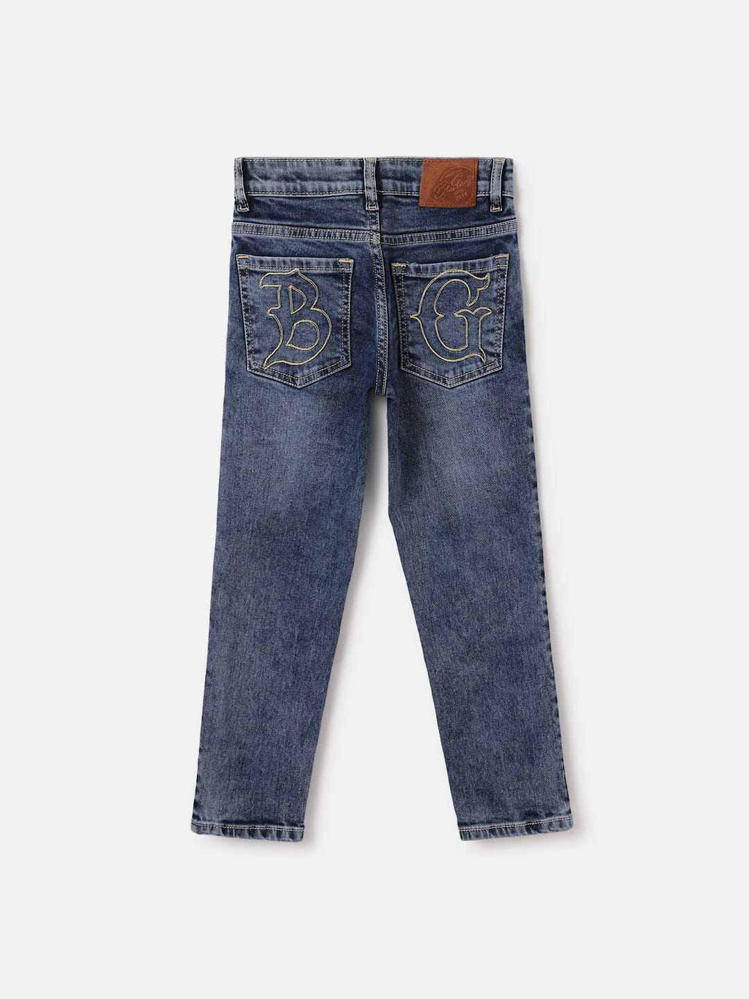 Blue Giraffe Kids Blue Straight Fit Solid Jeans
