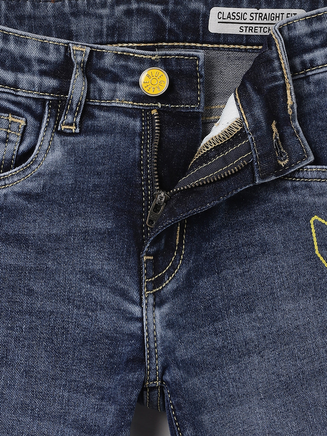 Blue Giraffe Kids Blue Straight Fit Solid Jeans