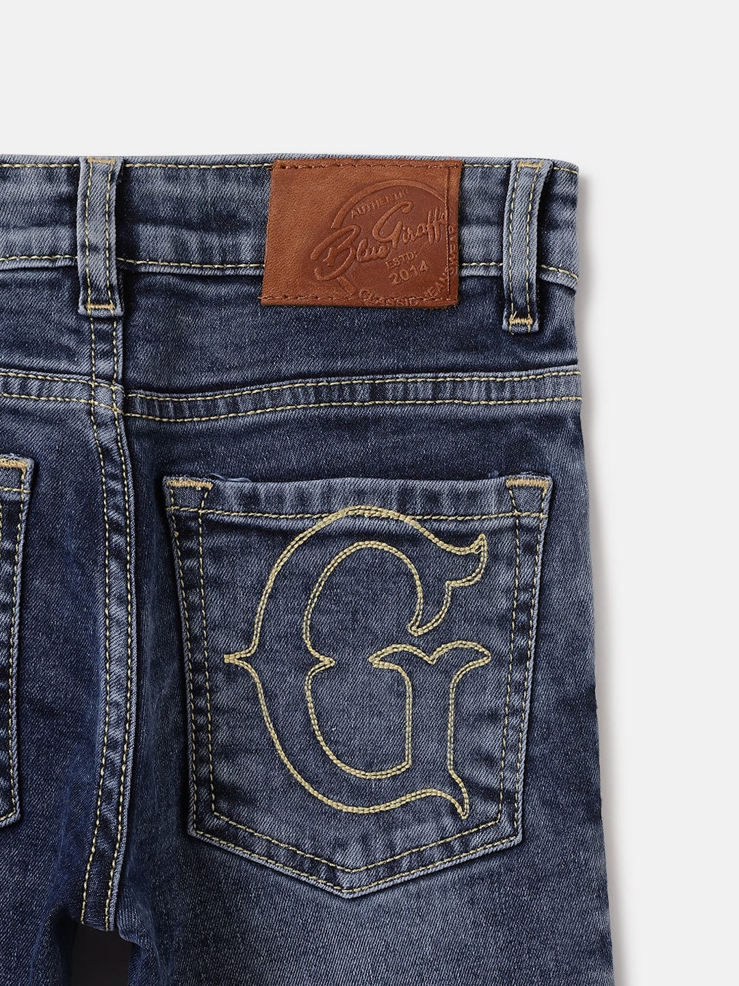 Blue Giraffe Kids Blue Straight Fit Solid Jeans