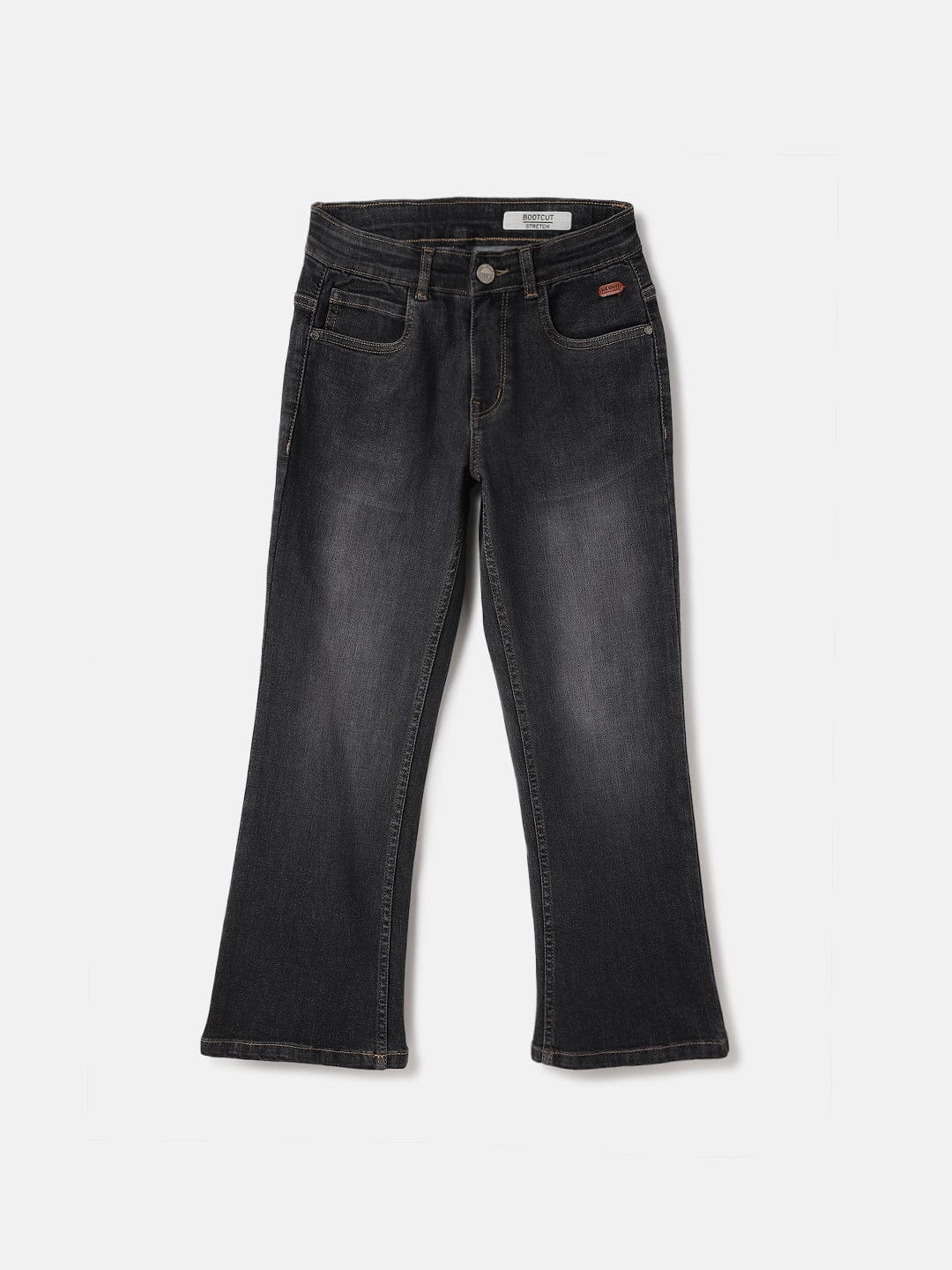 Shop Blue Giraffe Kids Grey Bootcut Fit Solid Jeans Online