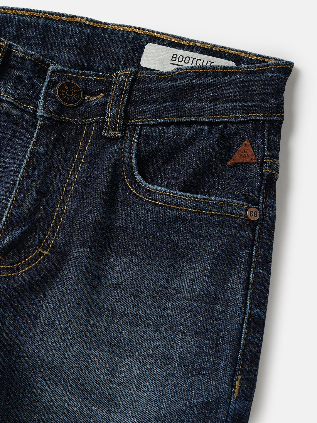 Blue Giraffe Boys Blue Bootcut Fit Solid Jeans