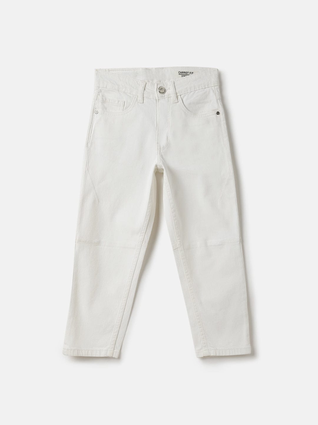 Blue Giraffe Boys White Carrot Fit Solid Jeans
