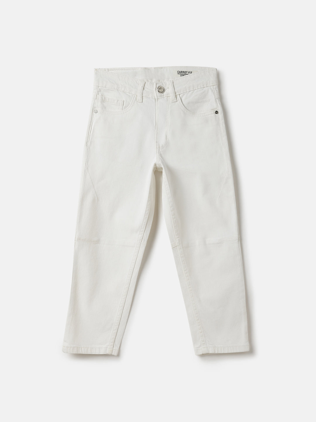 Blue Giraffe Boys White Carrot Fit Solid Jeans