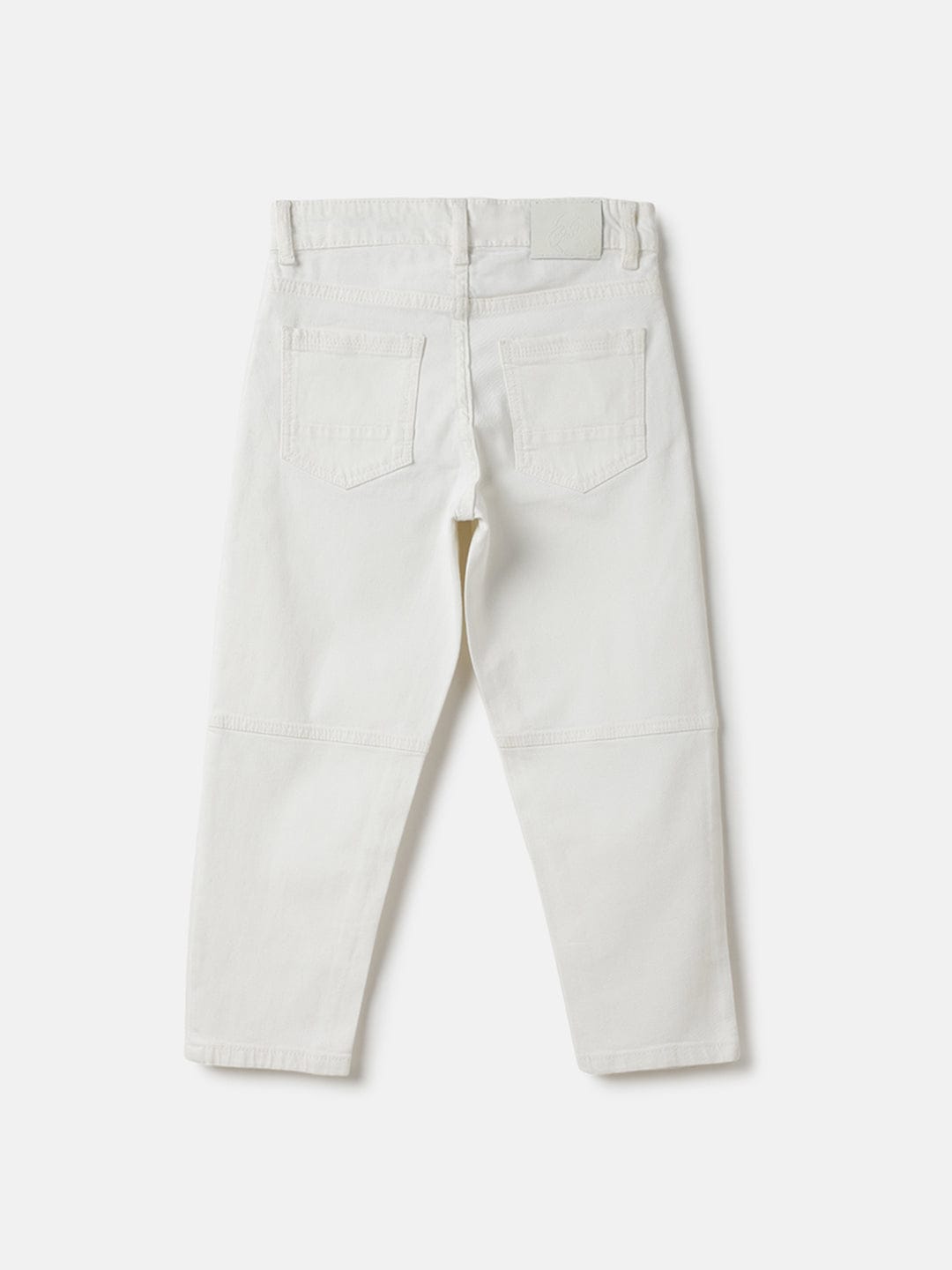 Blue Giraffe Boys White Carrot Fit Solid Jeans