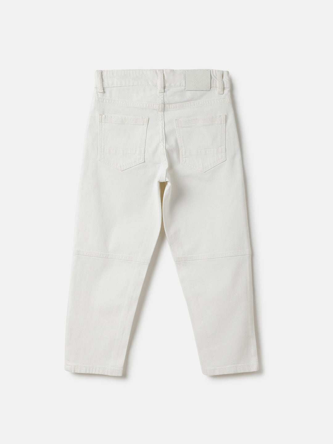 Blue Giraffe Boys White Carrot Fit Solid Jeans