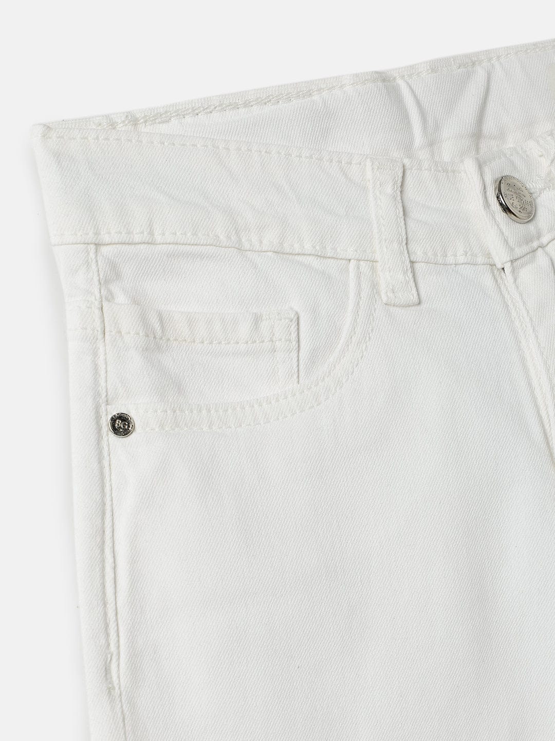 Blue Giraffe Boys White Carrot Fit Solid Jeans