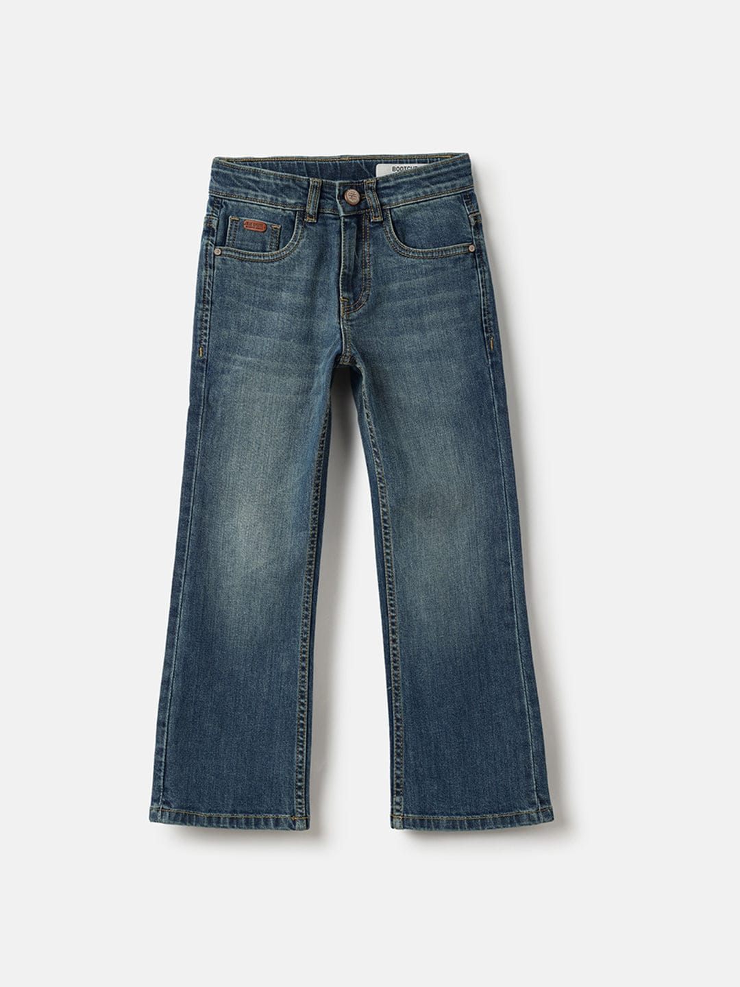 Blue Giraffe Boys Blue Bootcut Fit Solid Jeans