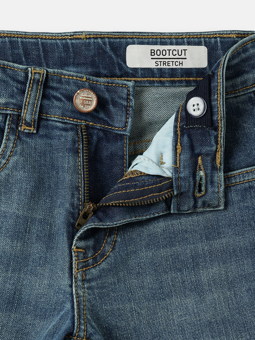 Blue Giraffe Boys Blue Bootcut Fit Solid Jeans