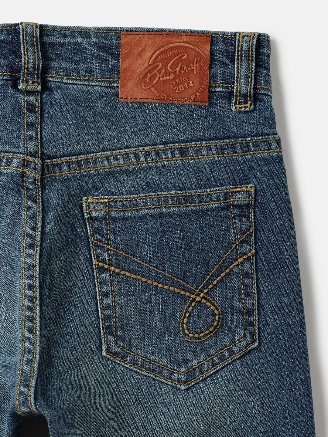 Blue Giraffe Boys Blue Bootcut Fit Solid Jeans