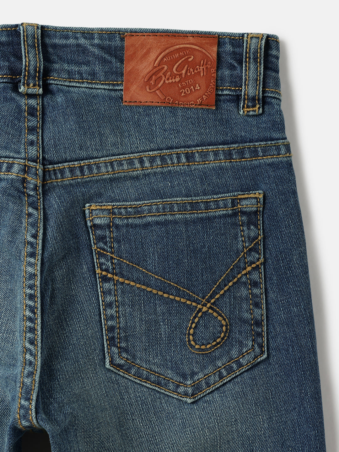 Blue Giraffe Boys Blue Bootcut Fit Solid Jeans