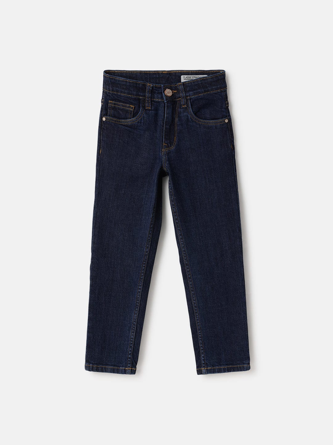 Blue Giraffe Kids Blue Straight Fit Solid Jeans
