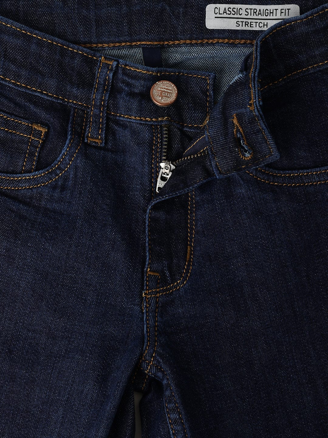 Blue Giraffe Kids Blue Straight Fit Solid Jeans