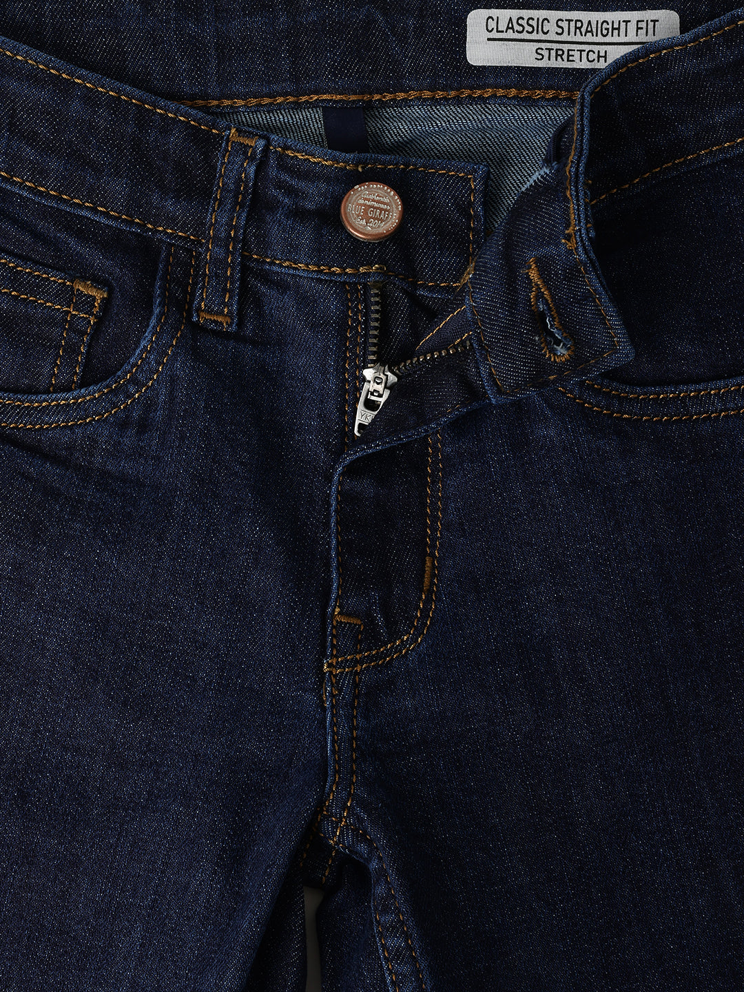 Blue Giraffe Kids Blue Straight Fit Solid Jeans