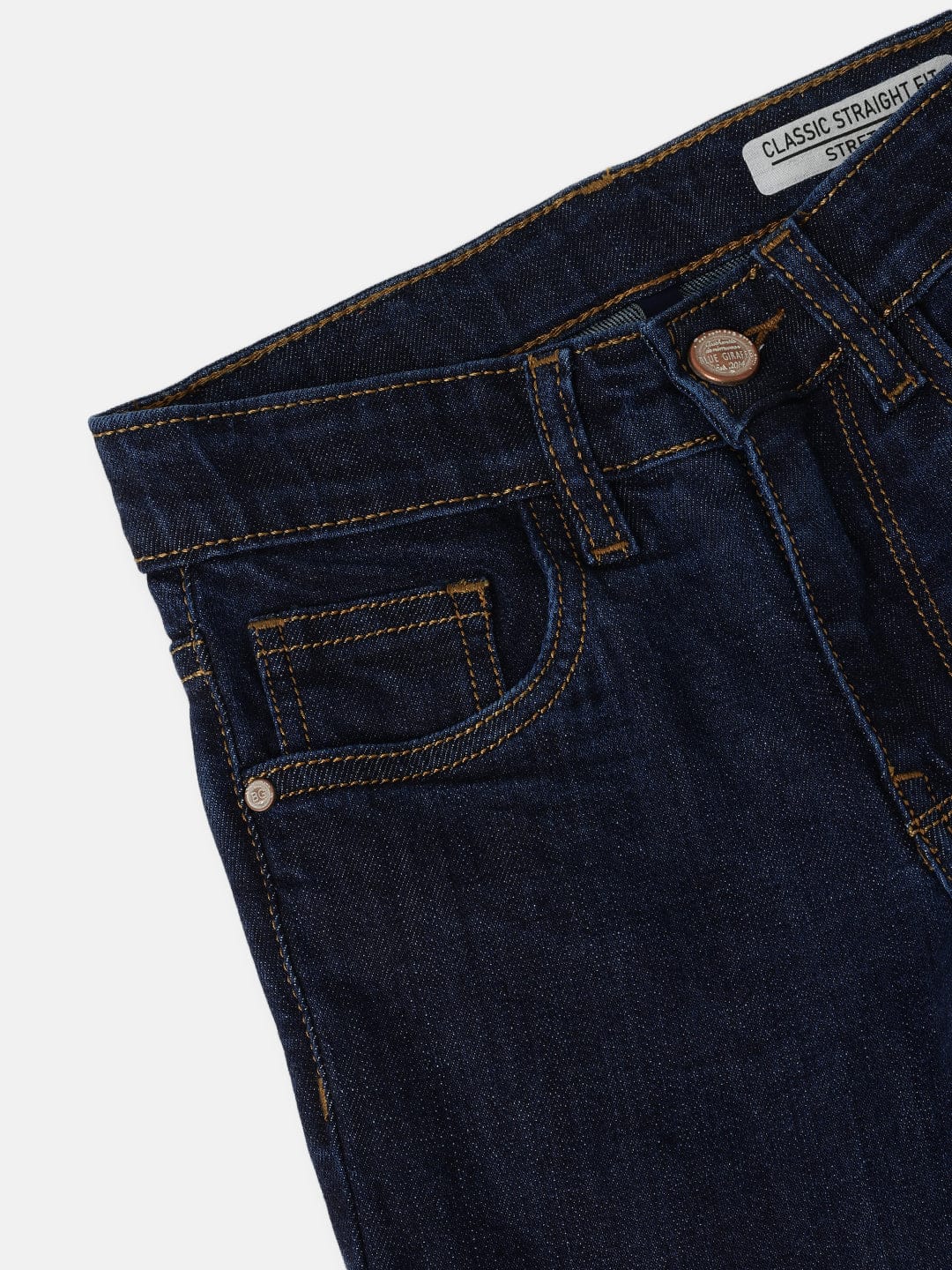 Blue Giraffe Kids Blue Straight Fit Solid Jeans