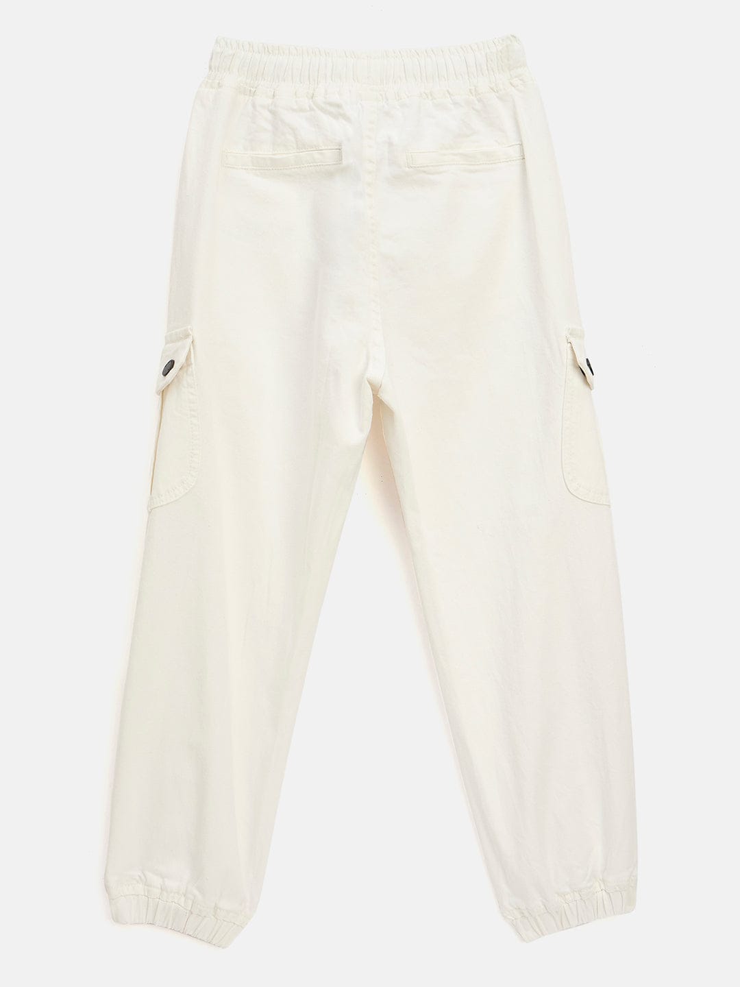 Blue Giraffe Boys White Jogger Fit Solid Jeans