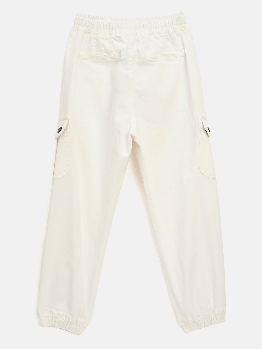 Blue Giraffe Boys White Jogger Fit Solid Jeans