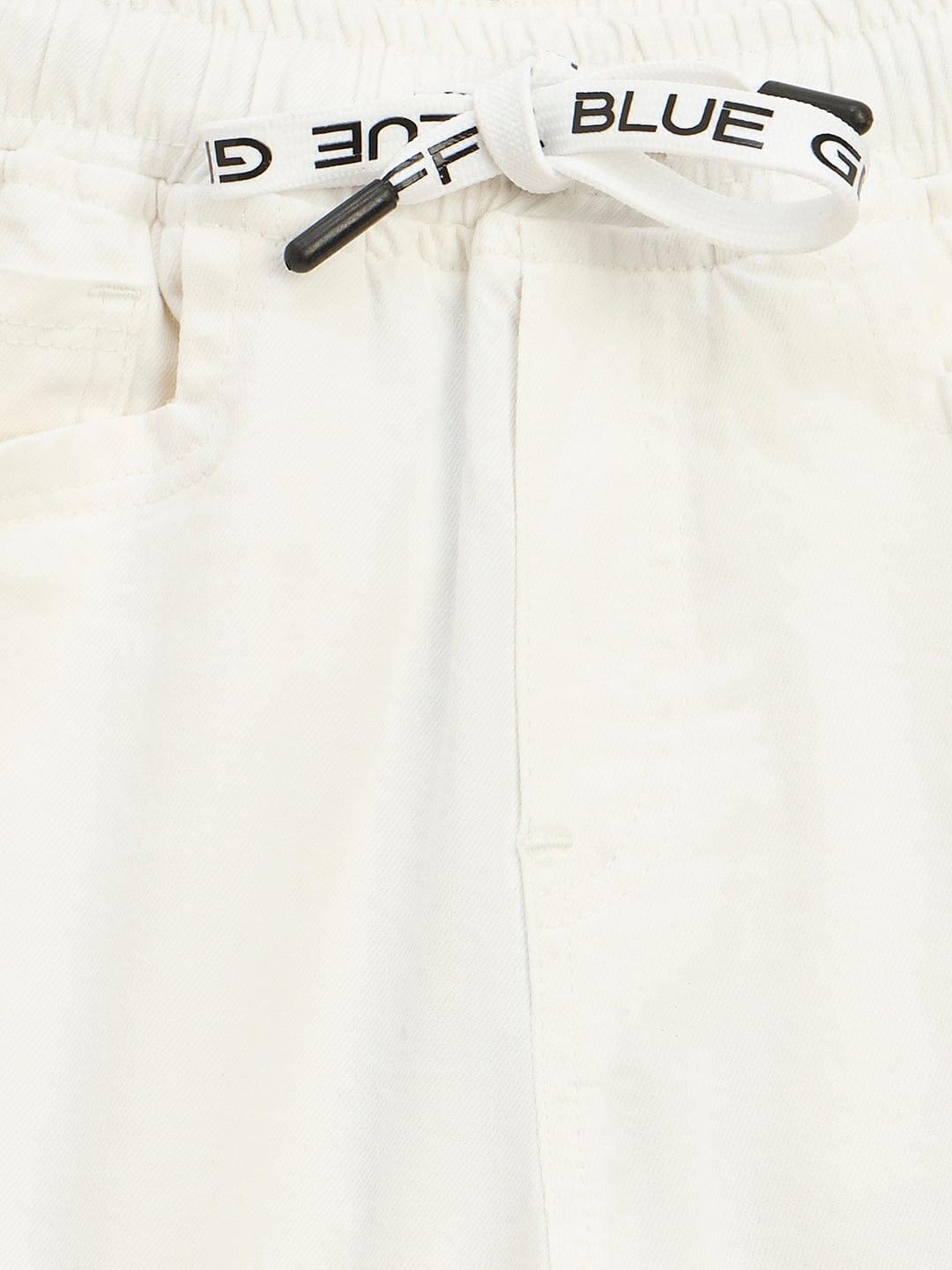 Blue Giraffe Boys White Jogger Fit Solid Jeans