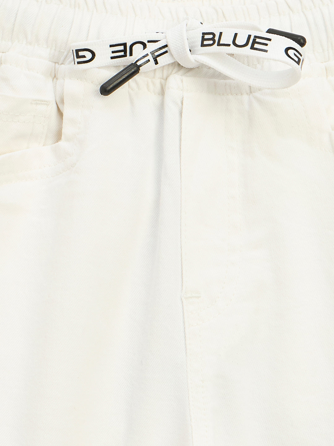 Blue Giraffe Boys White Jogger Fit Solid Jeans