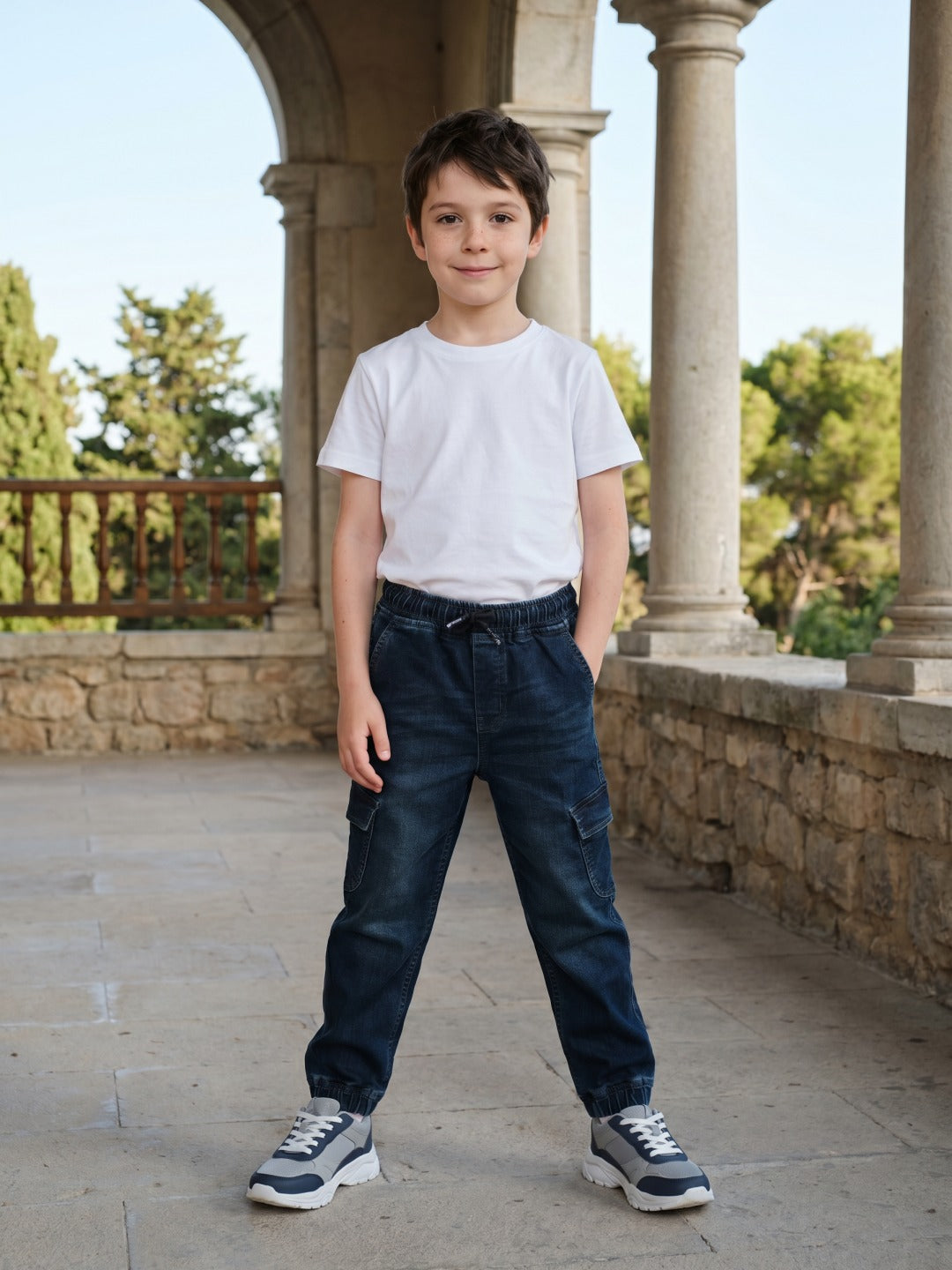 Blue Giraffe Boys Blue Relaxed Fit Solid Jeans