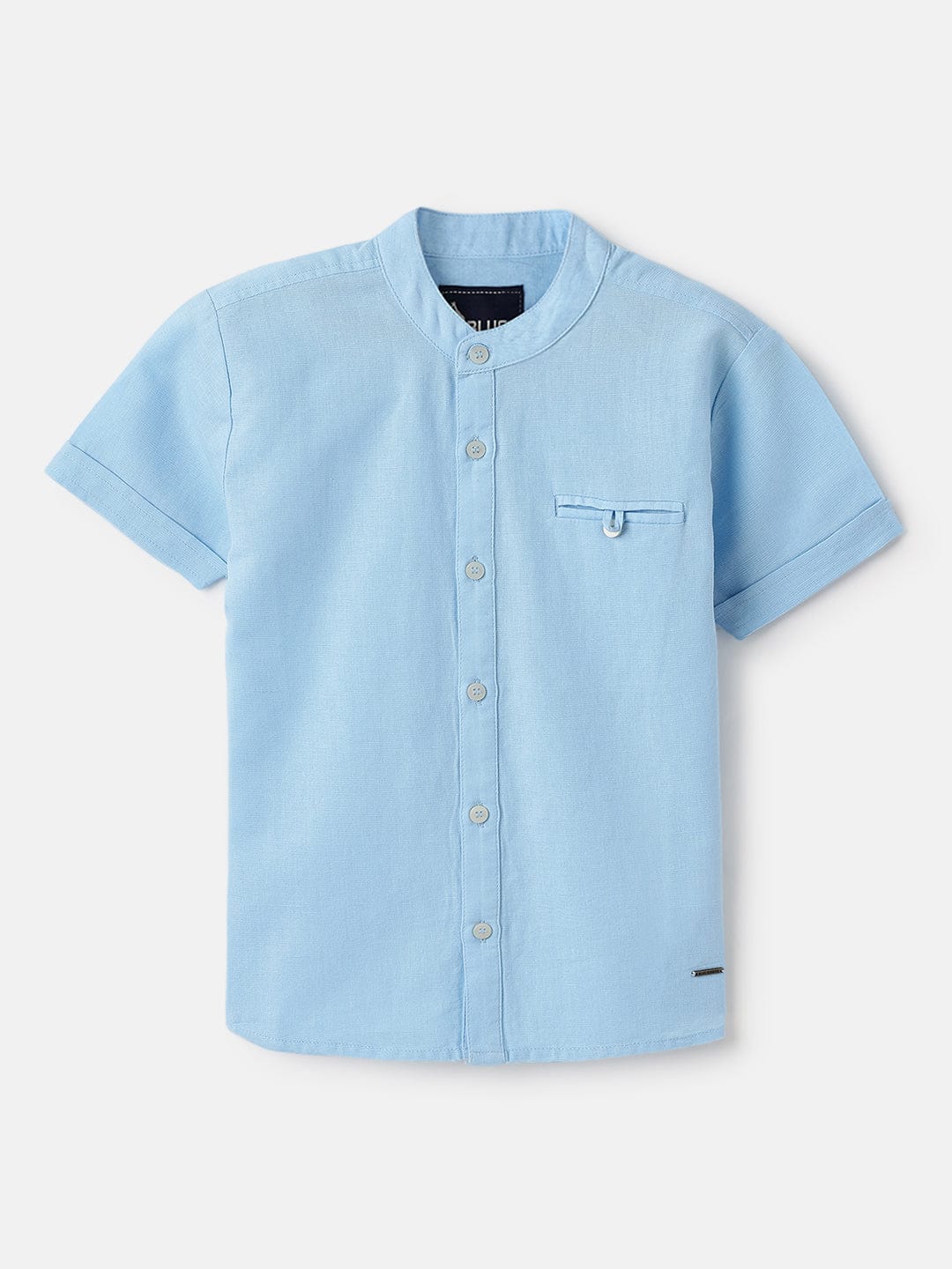 Blue Giraffe Kids Blue Regular Fit Solid Shirt