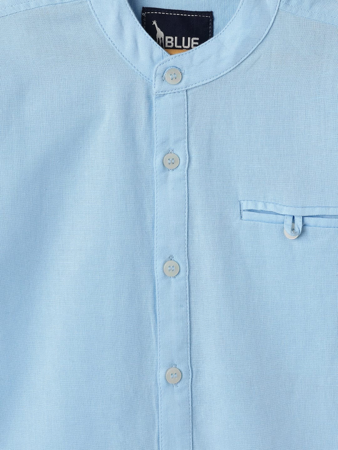 Blue Giraffe Kids Blue Regular Fit Solid Shirt