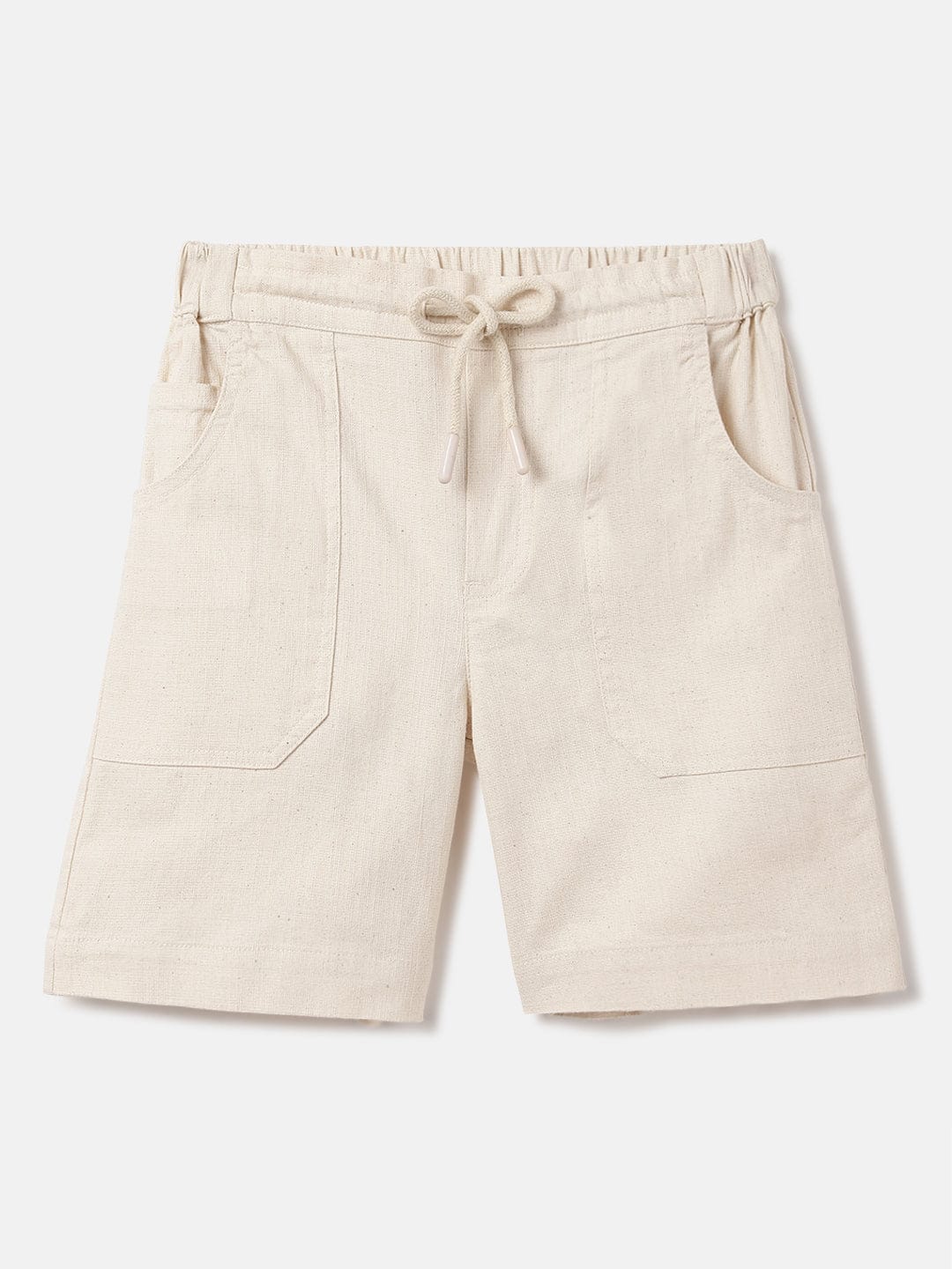 Blue Giraffe Kids Cream Regular Fit Solid Shorts