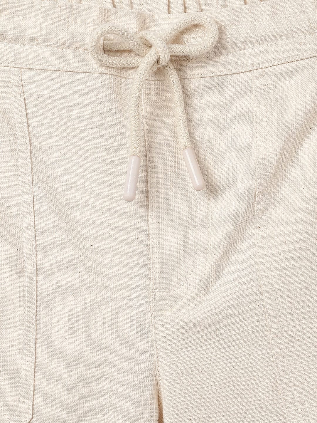 Blue Giraffe Kids Cream Regular Fit Solid Shorts