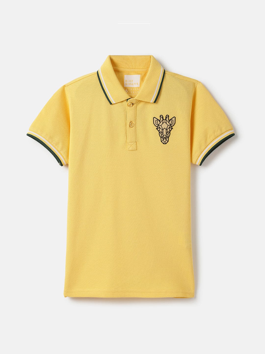 Blue Giraffe Boys Yellow Solid Polo Tshirt