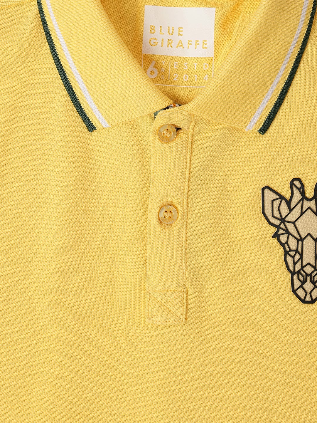 Blue Giraffe Boys Yellow Solid Polo Tshirt