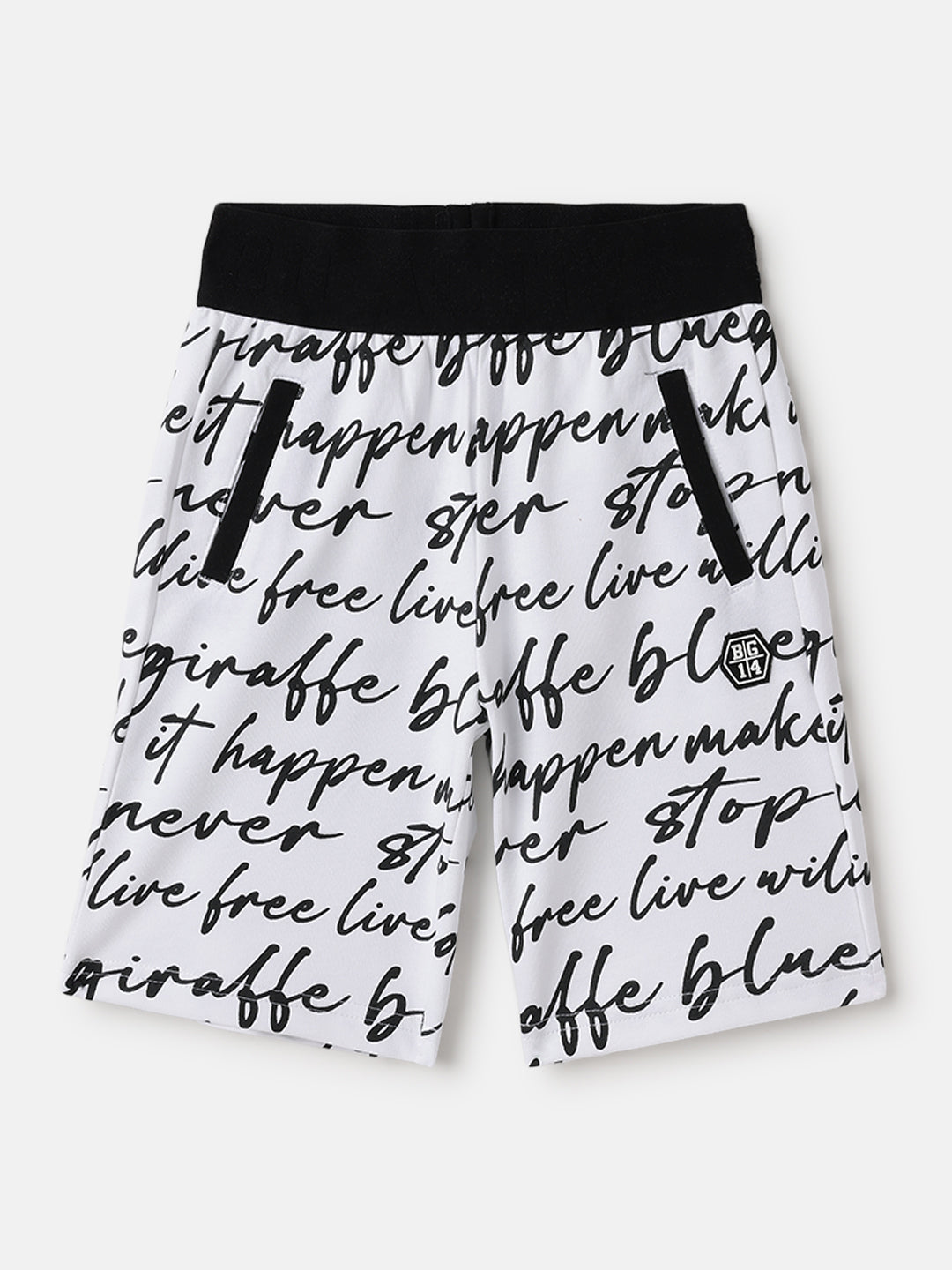 Blue Giraffe Kids Black Regular Fit Printed Shorts