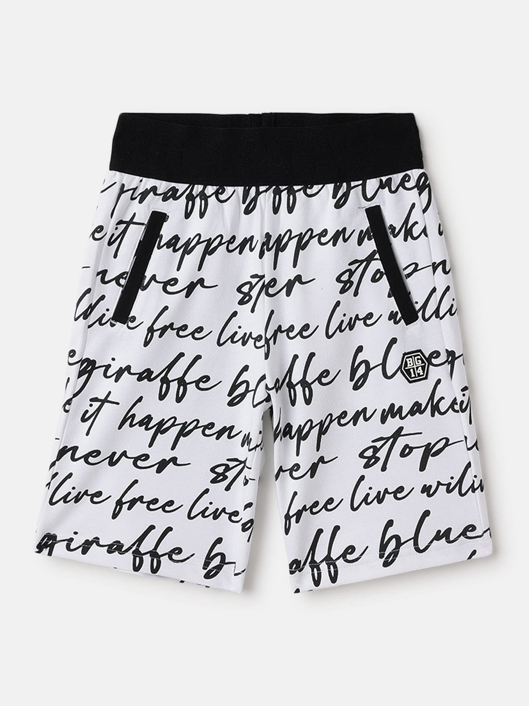 Blue Giraffe Kids Black Regular Fit Printed Shorts