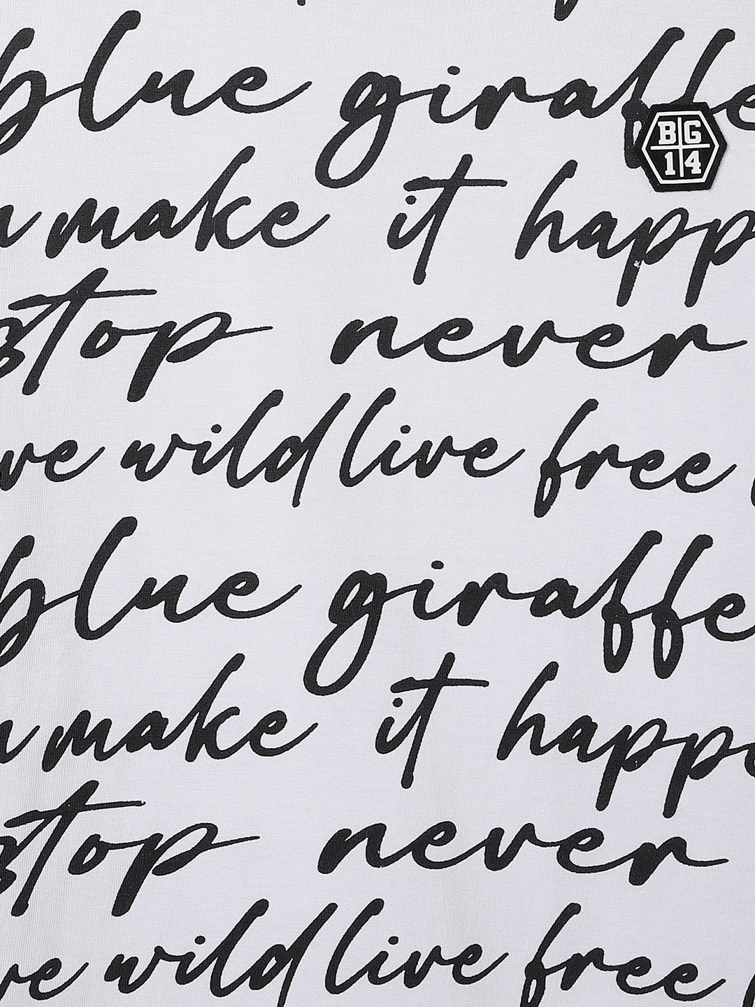 Blue Giraffe Kids Black Printed Crew Neck Tshirt