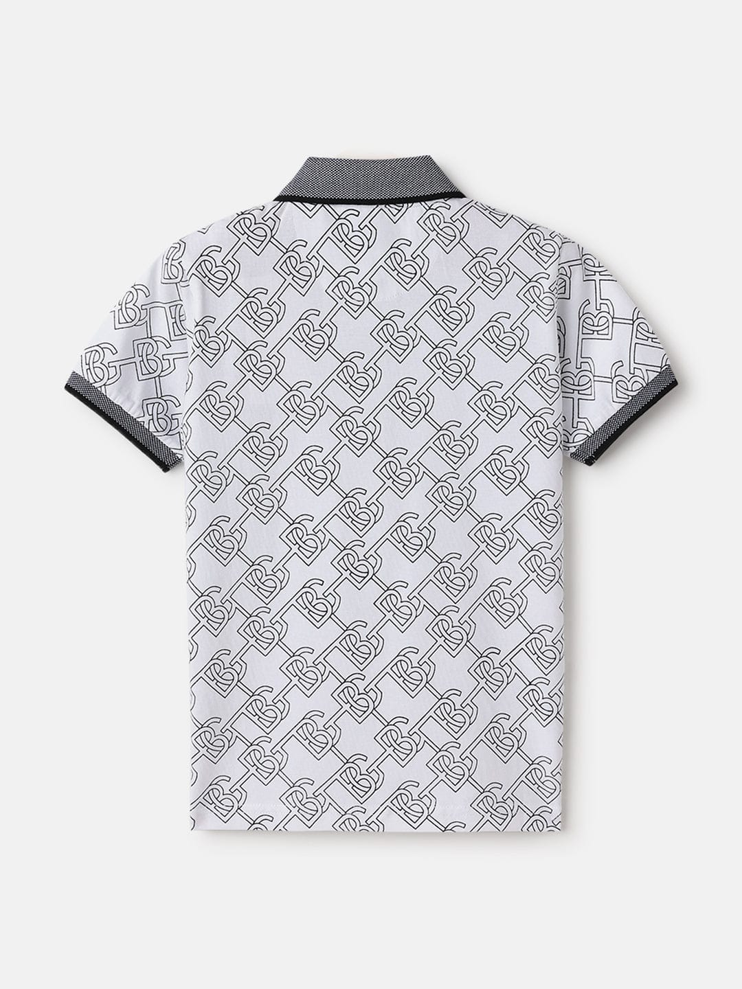 Blue Giraffe Kids Black Regular Fit Printed Polo Tshirt