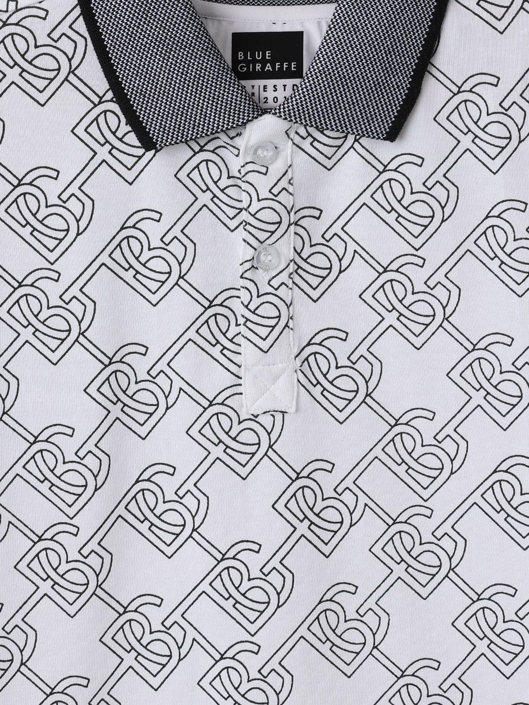 Blue Giraffe Kids Black Regular Fit Printed Polo Tshirt